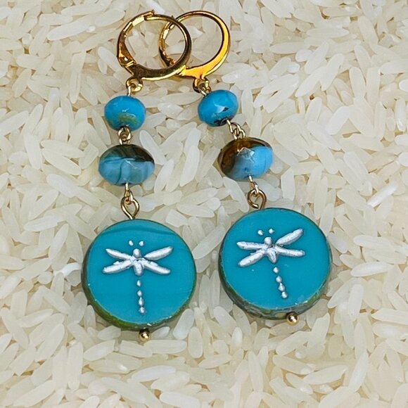 Nature-Inspired Dragon Fly Dangle Earrings - Artisan - Picture 3 of 5